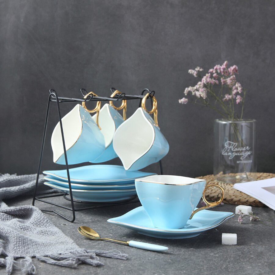 Bone china high tea set europese keramische koffiekopjes en schoteltjes espressokopjes taza ceramica home lzi 004