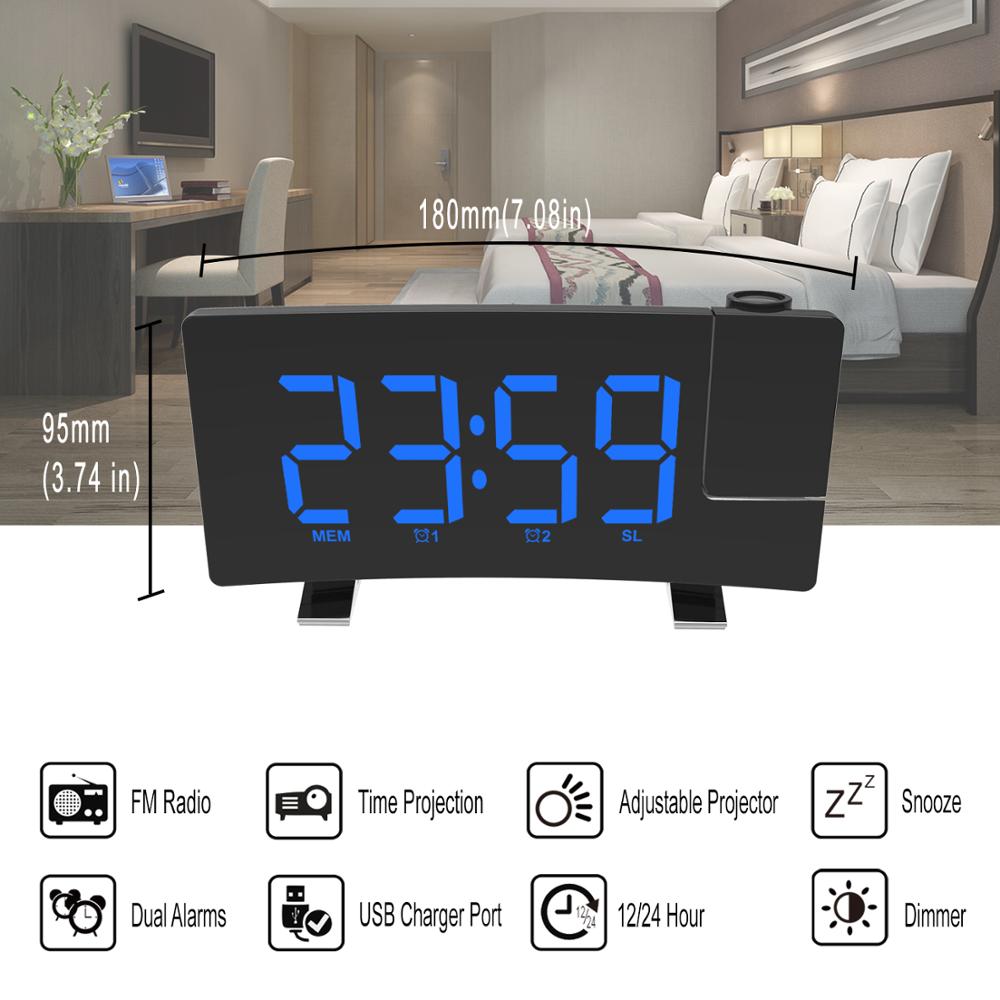 Multifunctional Projection Alarm Clock With Fm Radio Led Digital Electronic Clock Usb Mobile Phone Charging Double Alarm Clock
