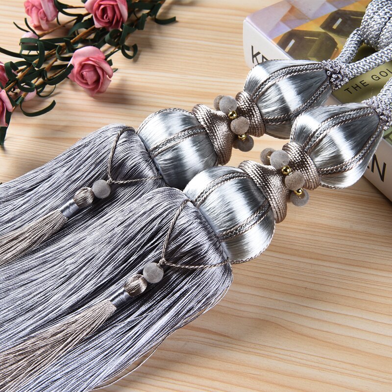 Ceinture de Suspension à Pompons pour Rideaux, en Cordes, Embrasses Décoratives en Bandages à Boucle, Accessoire de Décoration de Salon, Chambre ou Salle à Manger: 7 / 2 pcs a pair