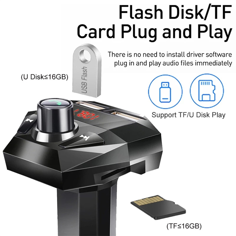 Lovebay bluetooth 5.0 autoradio-set mit  mp3 playern, freisprecheinrichtung, led-beleuchtung, kabellos, passend für bluetooth-fm-transmitter und 5v/2.1a usb-ladegeräte