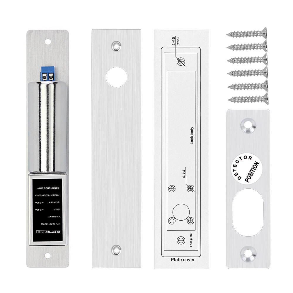 Electric Bolt Lock 2 / 5 Wires Electronic Mortise Door Lock DC12V Time Delay Adjustable for Wooden Glass Door Entry Security