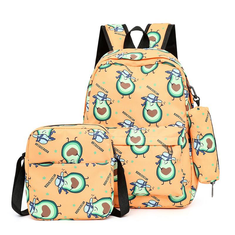 3 Stck einstellen Nette Avocado Frauen Rucksack Kawaii Schule Tasche Für Mädchen Große Kapazität Scoolbag lässig Damen Buch Taschen Oxford mochila: Orange