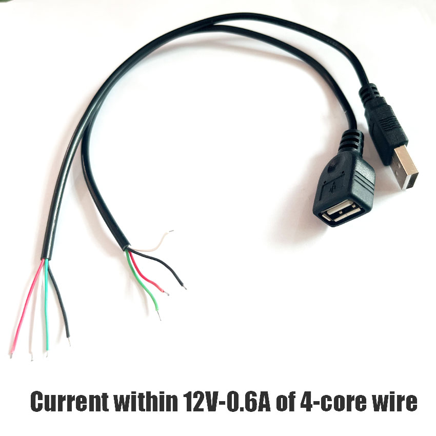 Power Supply Cable 2 Pin USB 2.0 Female male 4 pin wire Jack Charger charging Cord Extension Connector DIY 5V line