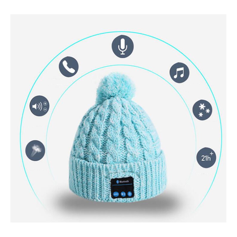 Trådløs bluetooth hovedtelefoner musik hat efterår vinter strikket hat kører hætter varme beanies vinter hat med højttaler til sport