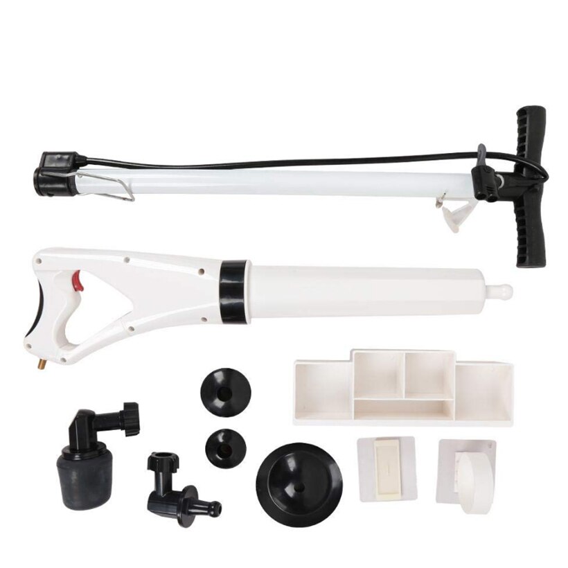Powered By Air Inflatable White Toilet Plunger Piston Air Pressure Drainage Dredging Tools Remove Blaster Bathrooms,: Default Title