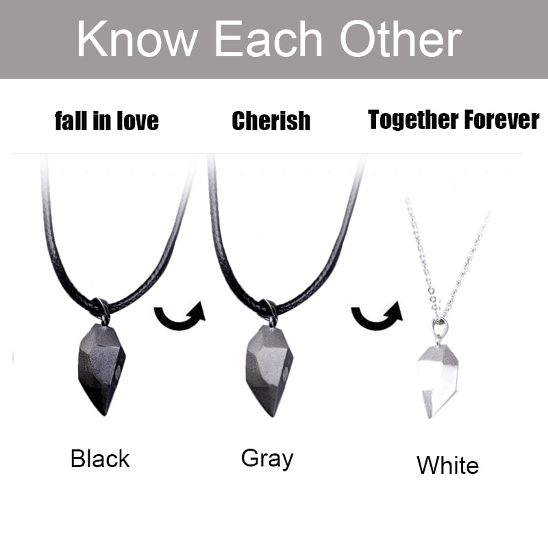 Collier de Couple magnétique pour femmes, pendentif d'amitié, cœur, Distance, breloque à facettes, de saint valentin, 2 pièces/lot,