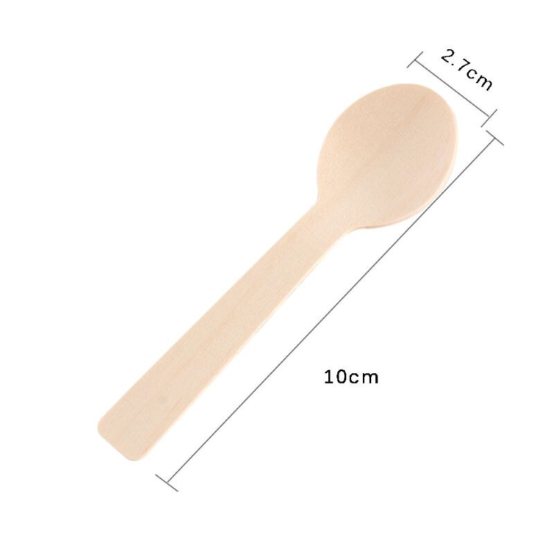 100Pcs Disposable Houten Lepels Biologisch Afbreekbare Milieuvriendelijke Wegwerp Servies Taart Ijs Dessert Lepels Westerse Voedsel Scoop