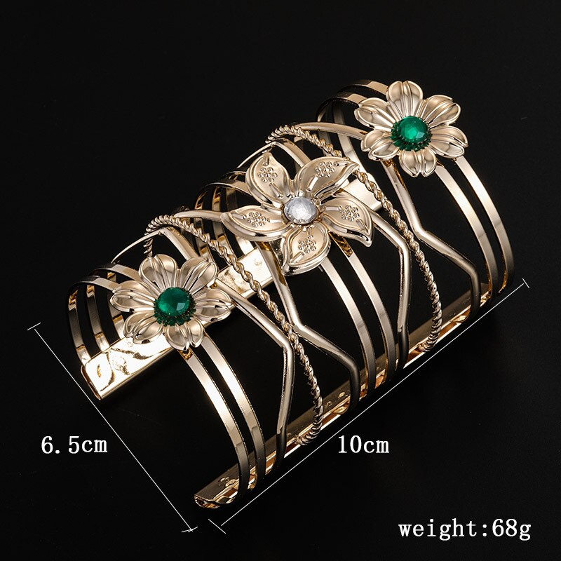 FLDZ Bangle For Women Trendy Hollowed Bracelet Metal Flower Pattern Crystal Decoration Bangles Jewelry Accessories: A6