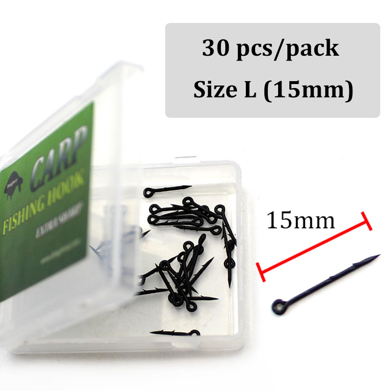 30pcs Carp Fishing Maggot Clip Fishing Bait Ring Hooks Bait Sting Boilie Pin Spike Live Bait Lure Hook Carp Chod Hair Rig Tackle: 30pcs - L