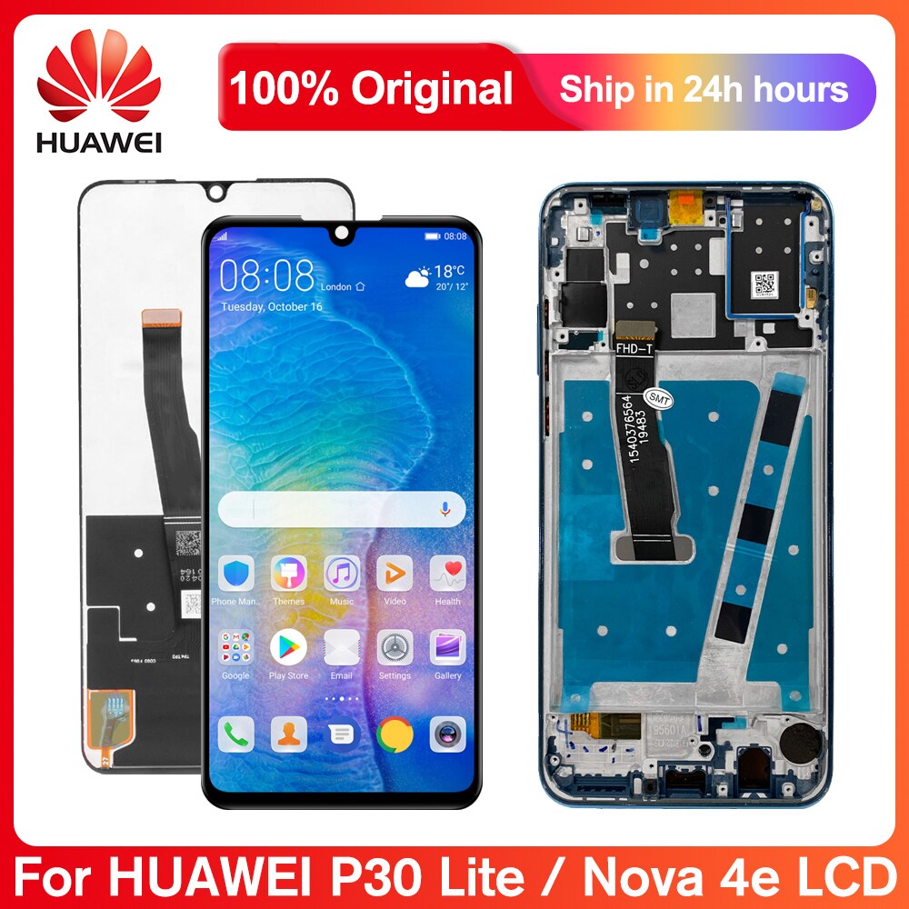 Original Screen With Frame For HUAWEI P30 Lite LCD Display Screen For Huawei P30Lite MAR-LX1 LX2 LX3 L00 Marie-L21 L22 L01 Lcd