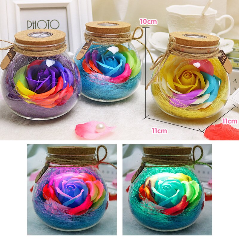 LED RGB Rose Lamp Bloem Fles Nachtlampje Afstandsbediening Rose Lamp Verlichting GHS99