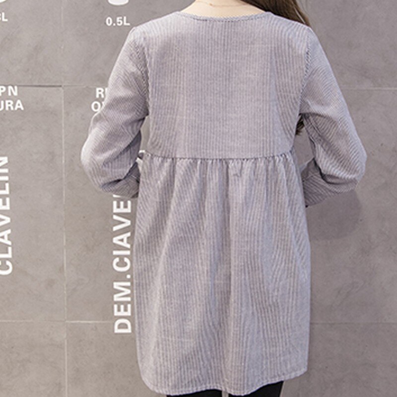 Mulheres grávidas camisa arco primavera de manga comprida grávida camisa feminina moda listrado roupa de maternidade casual m xxl xxl