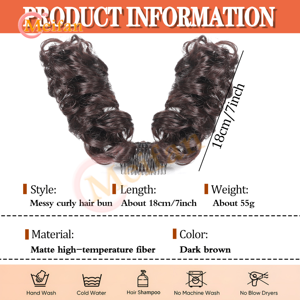 Messy Hair Bun Curly Hair Piece Side Comb Clip in Hairtail Extension Short Natural Versatile Adjustable Styles Easy Hair pieces