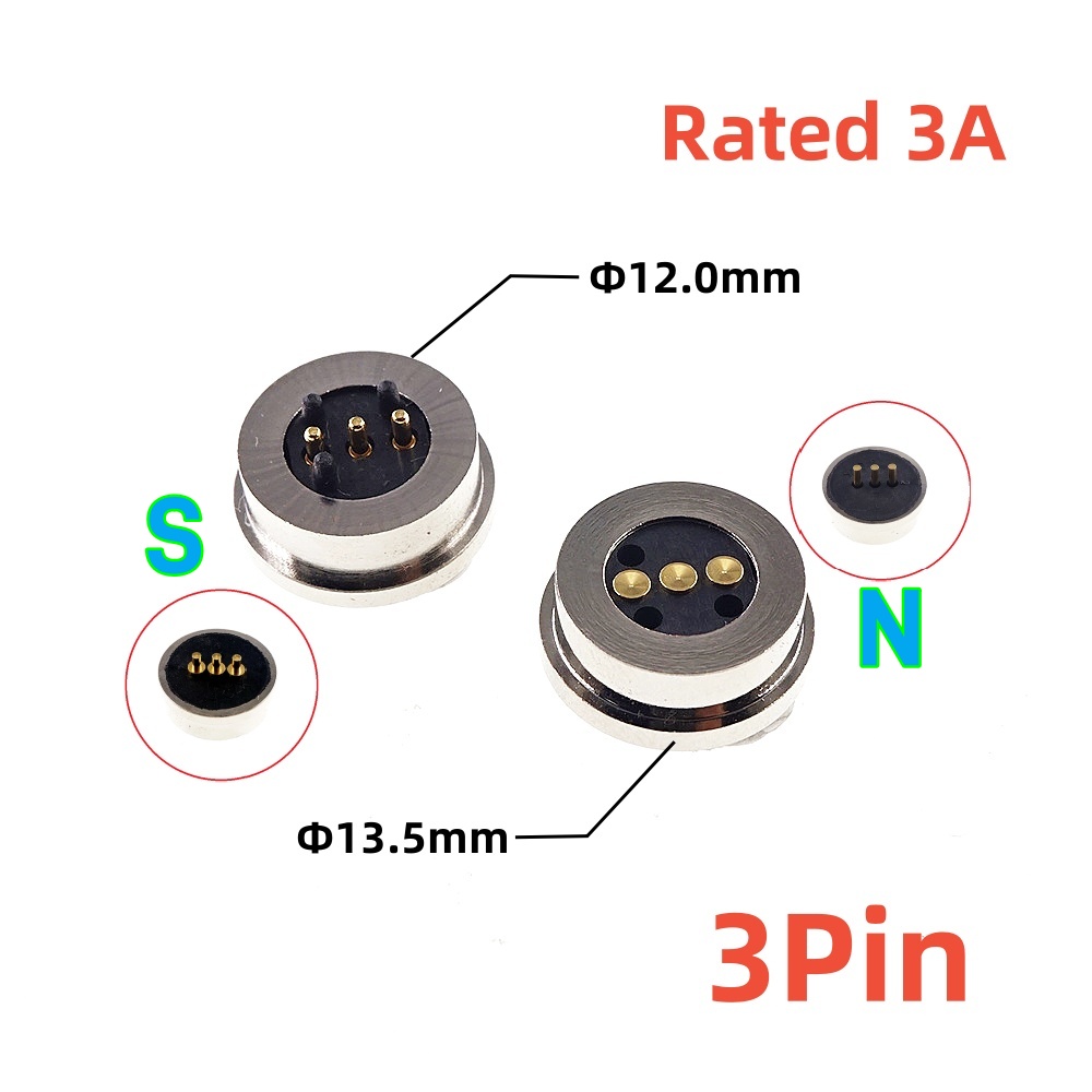1 par de conector Pin Pogo magnético de forma Circular 1, 2, 3, 4, 5 polos, sonda macho hembra, perfil redondo de carga de energía CC: Lavanda