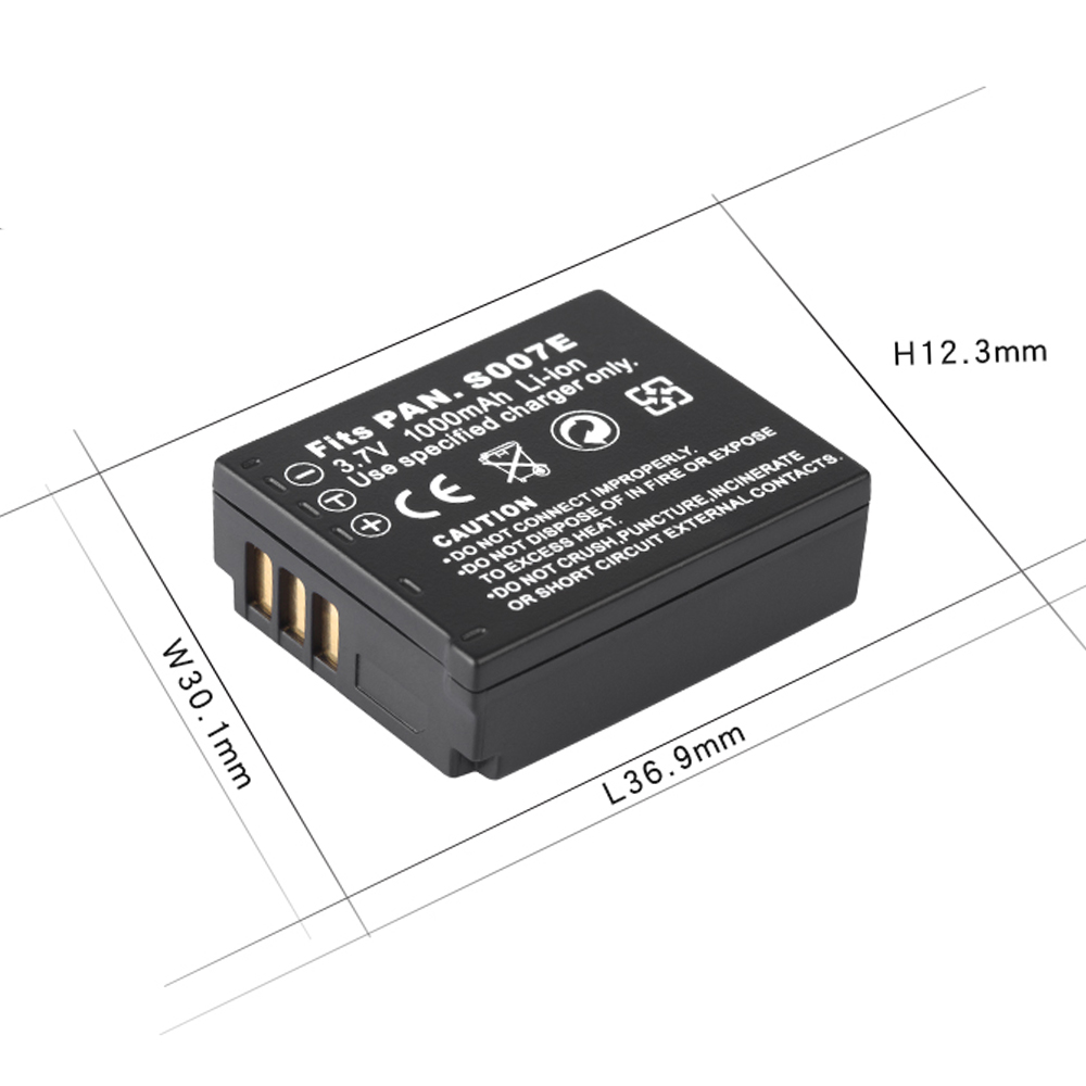 S007E CGAS007 1000mAh bateria do baterii Panasonic Lumix DMC TZ50 TZ15 TZ1 TZ2 TZ3 TZ4 TZ5 DMC-TZ2EB-S kamera Batterie CGA-S007