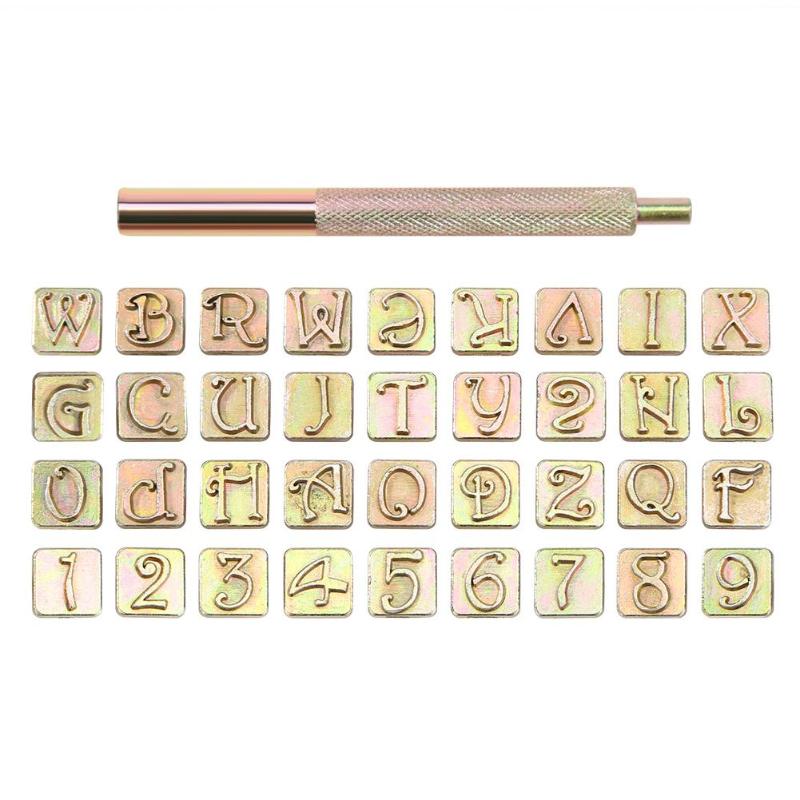 Wood Leather Punching Stamp Set 26pcs Carbon Steel Metal Alphabet Stamps Metal Alphabet Stamps Home Craft Accessories Letter: 36pcs symbol