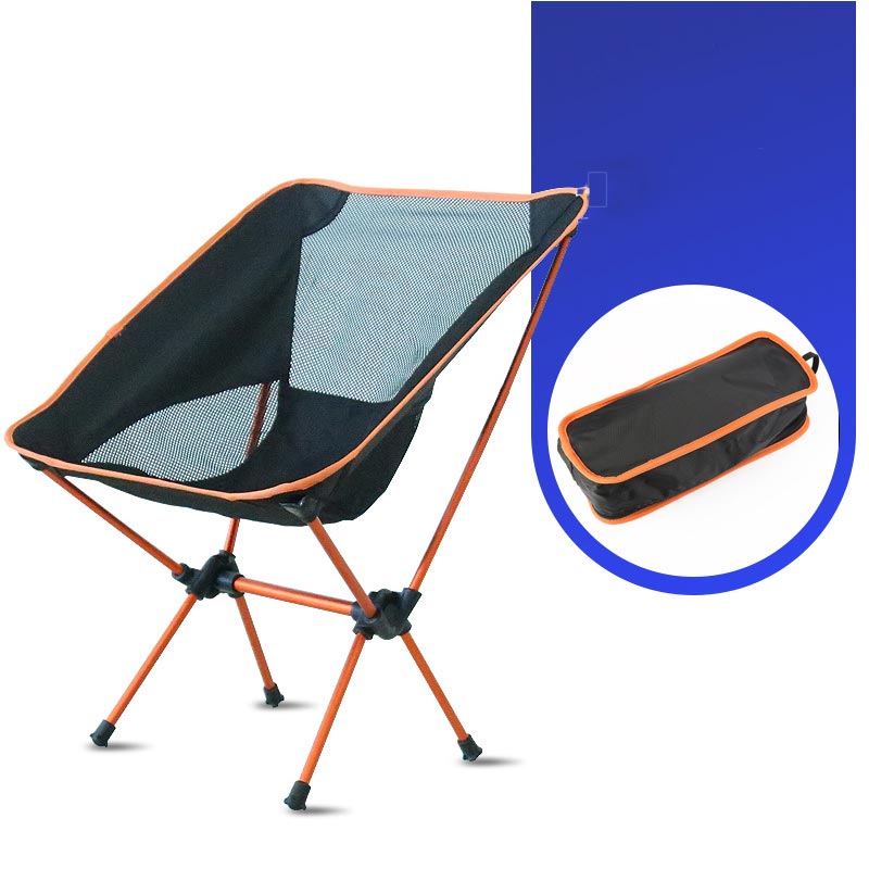 Ultra-Light Outdoor Folding Chair High Load Aviation Aluminum Alloy Chair Camping Portable Beach Hiking Picnic Fishing Chair: Orange
