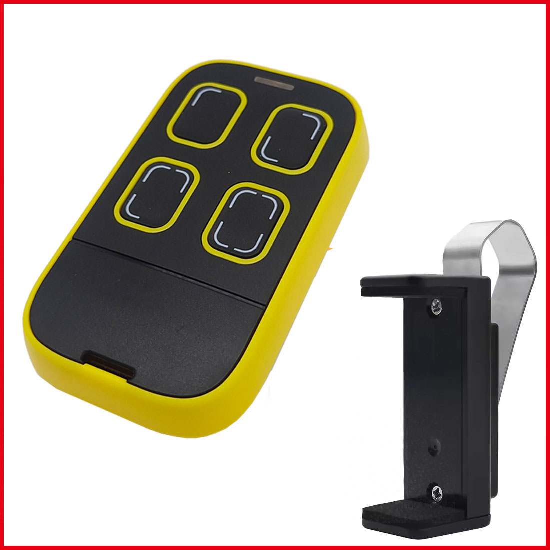 Garage Remote Control Clone Multifrequency 287MHz-868MHz Garage Door Opener Gate Control 4 Buttons Includes Car Sun Visor Clip: Yellow