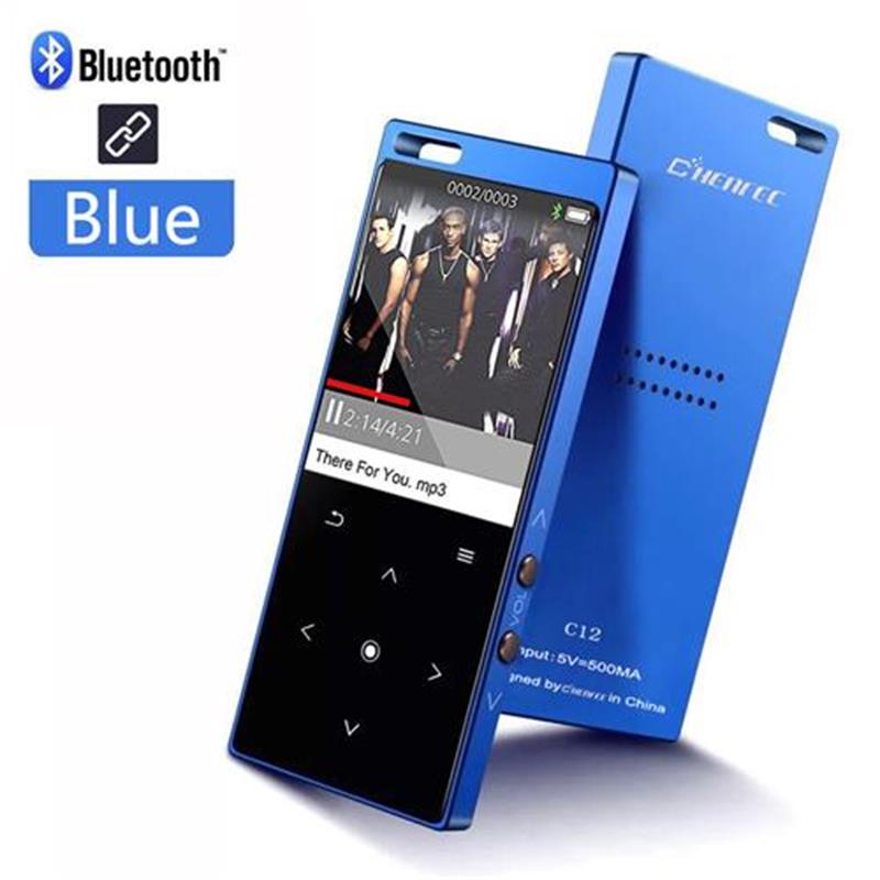 MP3 Player Metal Touch Button HIFI Bluetooth Music Player Built-in Speaker 8GB/16GB/32GB/40GB Lossless Sound with FM: Blue / 16GB