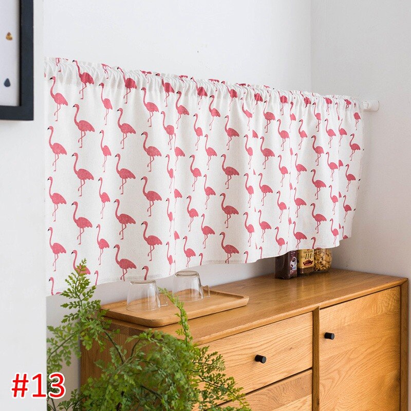 Hanging Short Curtain Floral Half-Curtain Plaid Window Drapes Polyester Half-Curtains for Kitchen Cafe Living Room Decoration: S13 Short Curtain