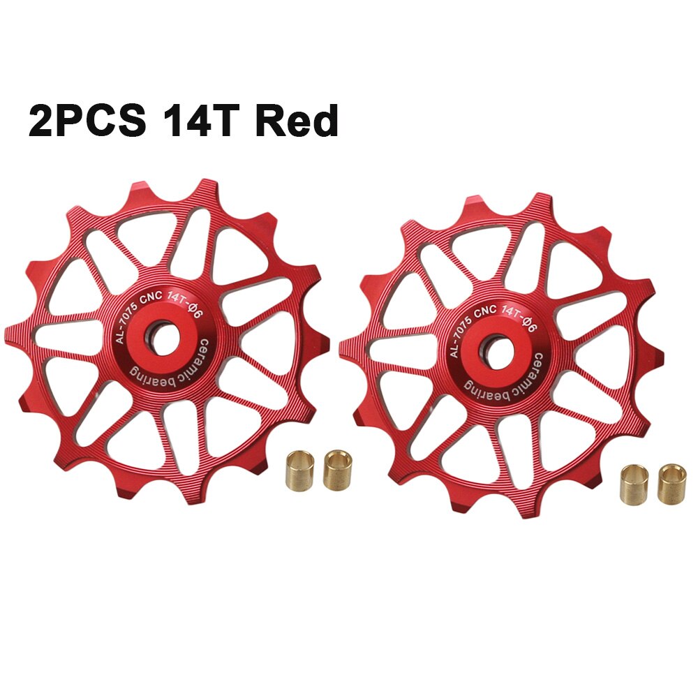 2 stücke 12T 14T Fahrrad Keramik Lagerbier Schaltwerk Rolle führen Rolle Leerlauf Für SHIMANO SRAM DEORE GX Jockey Rad Fahrrad Teile: 14T rot 2Stck