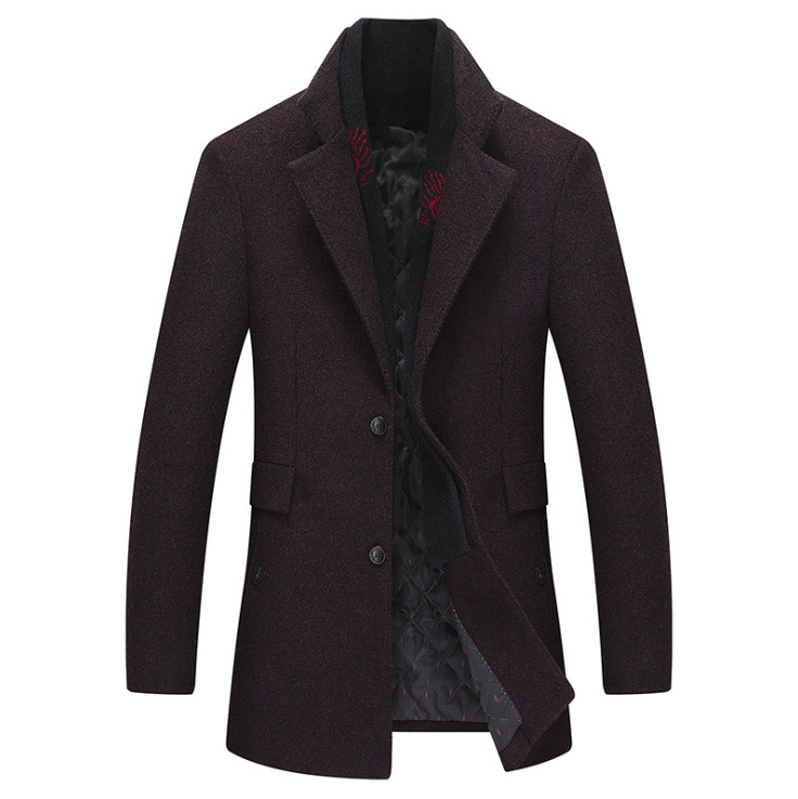 Winter Jas Slim Fit Jassen Heren Pure Kleur Casual Warm Bovenkleding Jas en jas Mannen Pea Coat