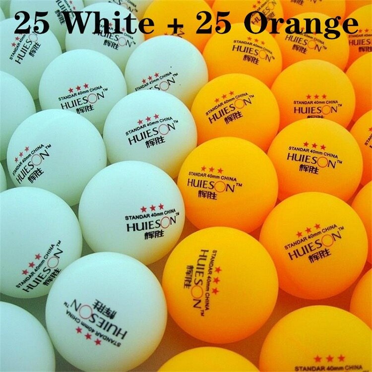 Pelotas de tenis de mesa para Amateur, Pelotas de Ping Pong de nivel de 3 estrellas, 25, 50 y 100 Uds., 40mm, 2,8g, color blanco y naranja, entrenamiento avanzado: 25 White 25 Orange