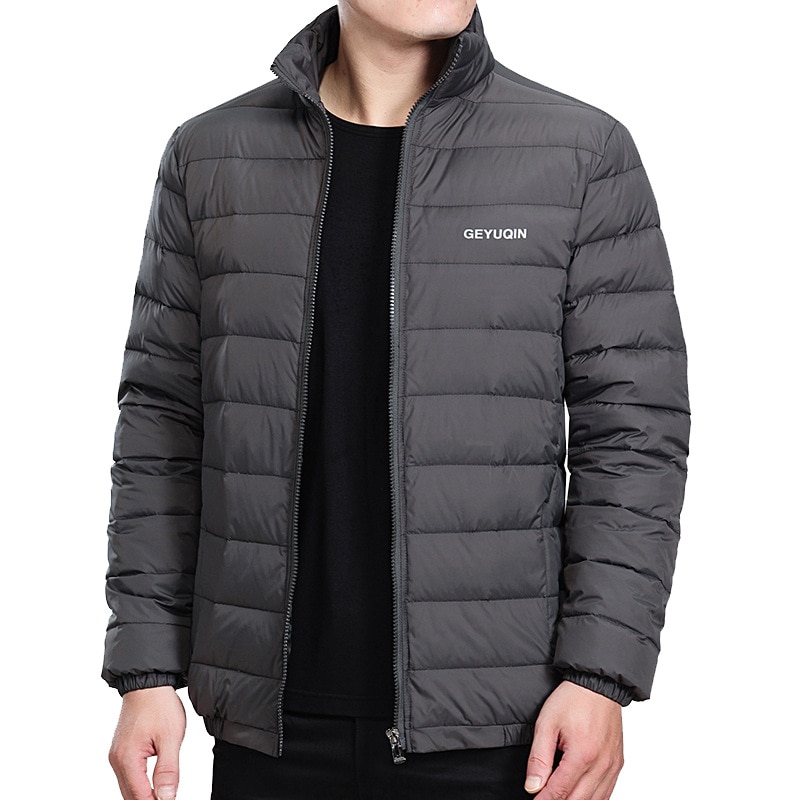 Höst vinterjacka män casual stativ krage enfärgad vit dunjacka plus storlek l -4xl hålla värmen vinterjacka män