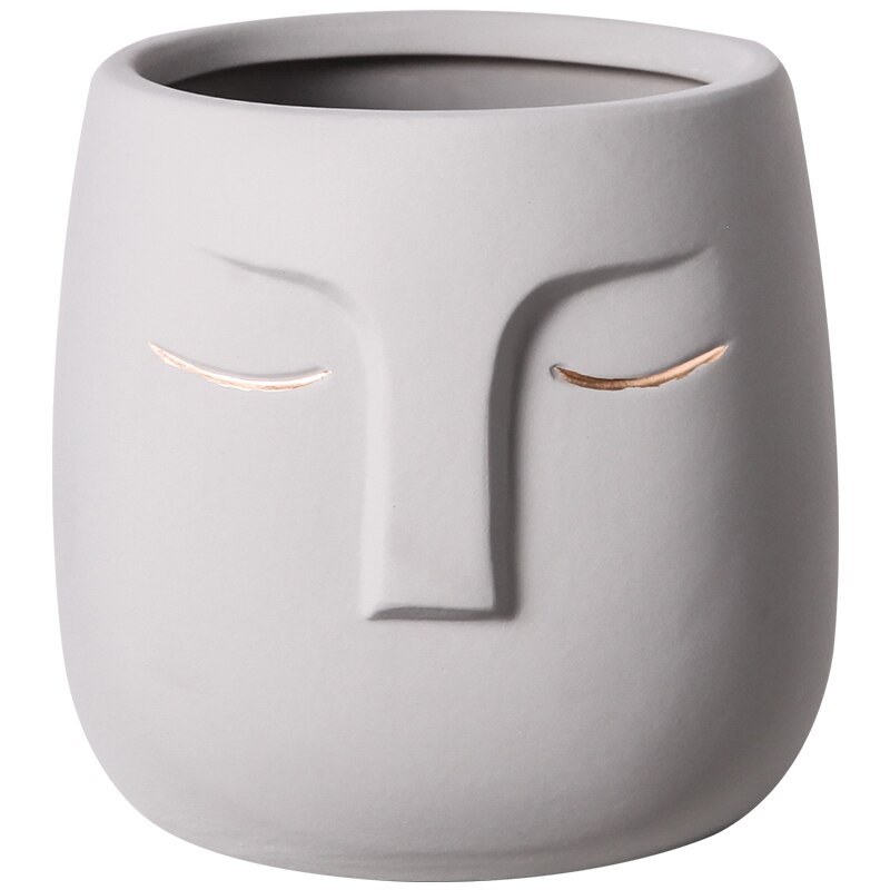 Pot de fleur avec visage en céramique, Pot de fleurs avec personnage abstrait moderne, Vase de plantes en Pot de jardin, décoration de jardinage, ameublement