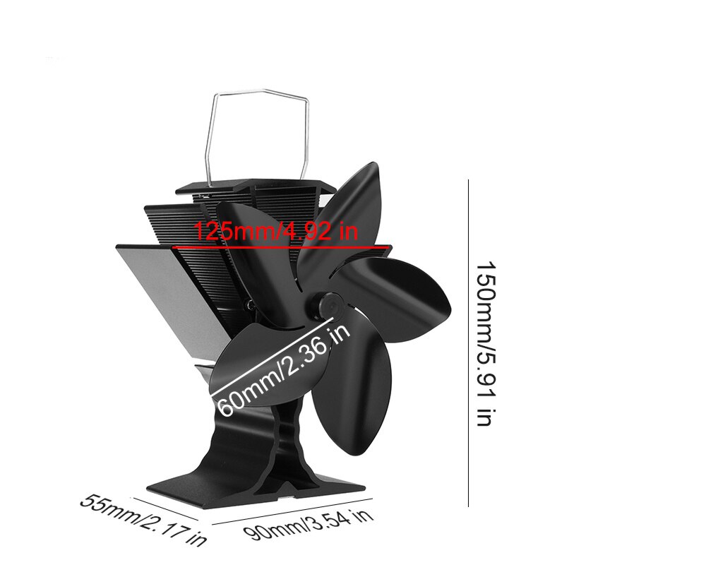 Portable Fireplace Fan 5 Blades Heat Powered Stove Fan Log Wood Burner Fan Quiet Home Fireplace Fan Efficient Heat Distribution