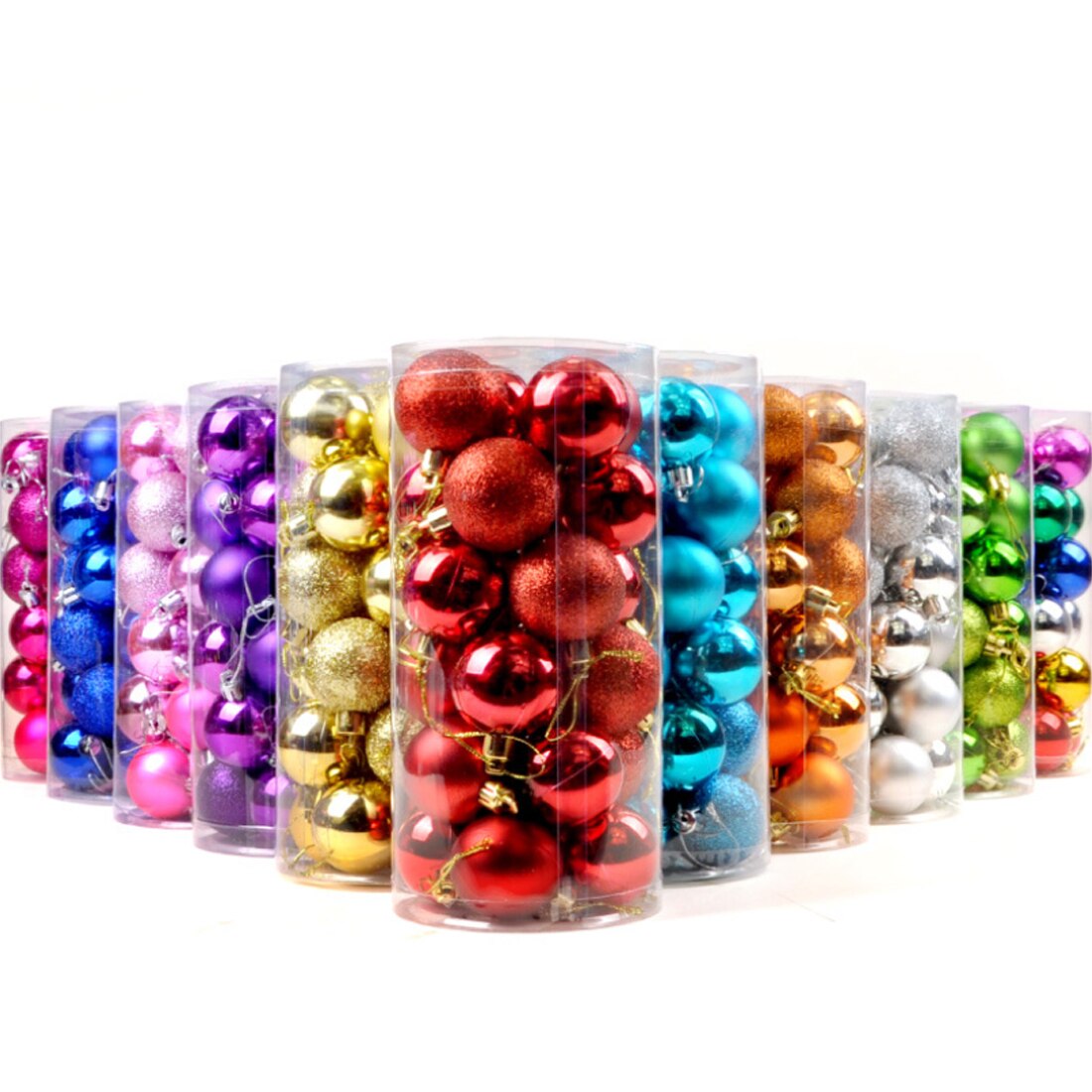 Boules d'arbre de noël moderne mignonnes 24 pièces 4cm | Ornement suspendu pour fête de noël mariage, fournitures de décoration de noël