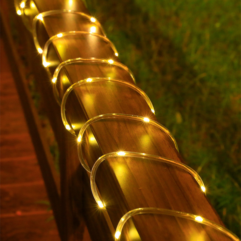 Solcelledrevet ledet-slynge med lyslenke, vanntett plenlampe med 8 moduser, til hjemmehage, terrasse, bryllupsdekor