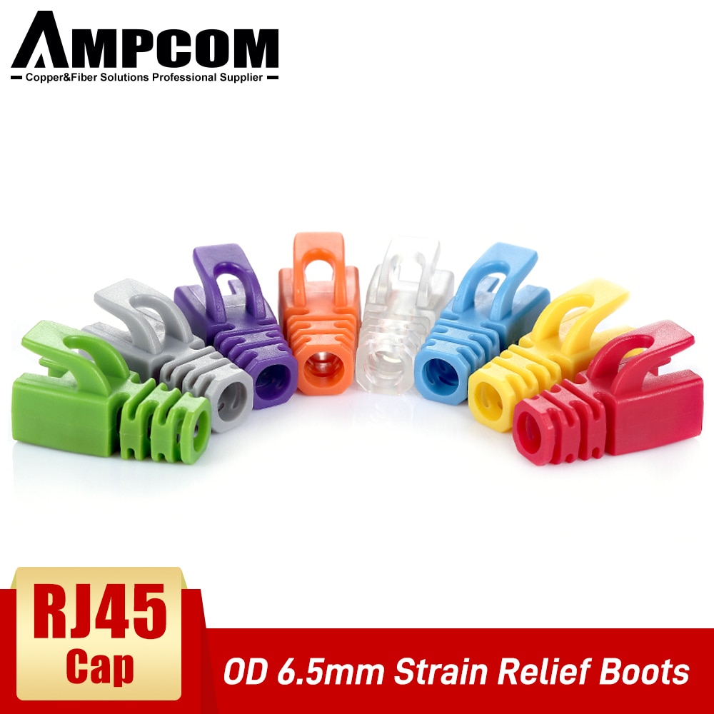 AMPCOM RJ45 Ethernet Network Cable Strain Relief Boots Cable Connector Plug Covers for CAT5 CAT5e CAT6 (Plastic)