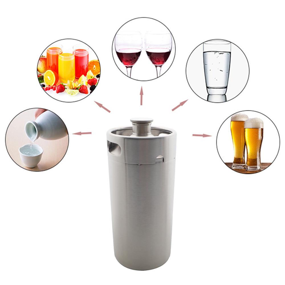 128oz 3.6L Stainless Steel Growler - 1 Gallon Mini Keg Style Growler Unbreakable Homebrew keg for beer bar