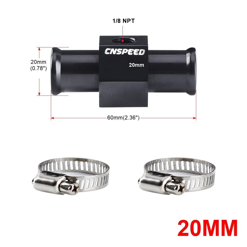 Musta veden lämpötila mittari patteri 1/8 npt lämpötila 18mm 20mm 22mm 24mm veden lämpötila liitos putken anturin letkuadapteri: 20mm mustaa