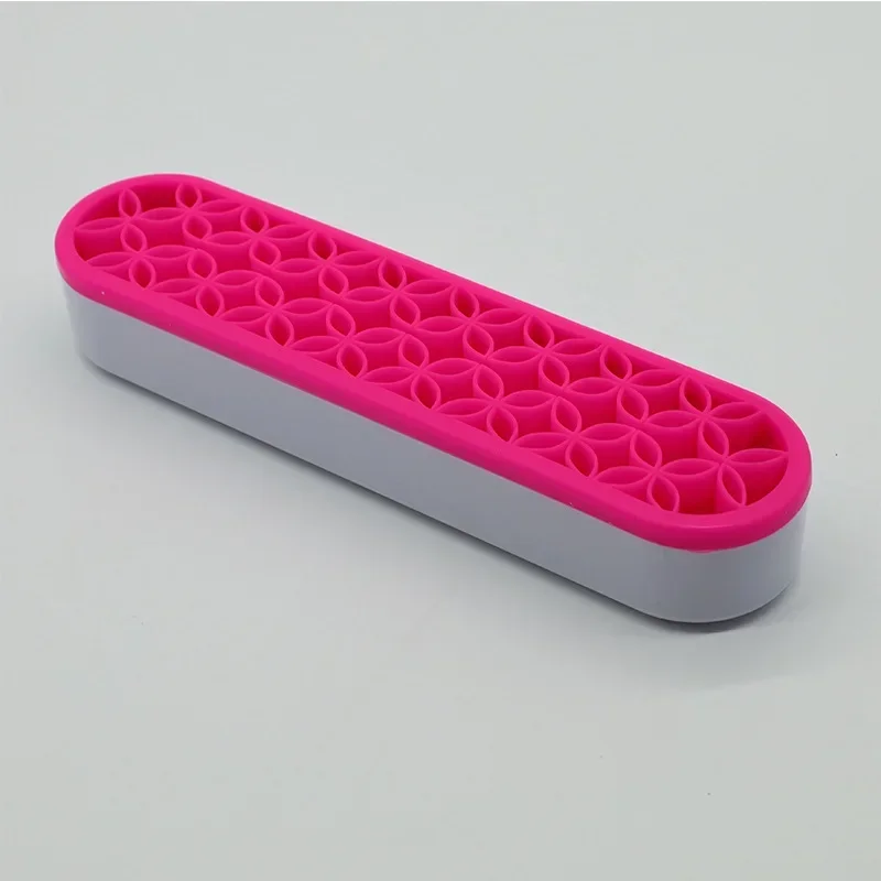 Étagère porte-brosse de maquillage porte-stylo à ongles présentoir support mallette de rangement de brosse organisateur en Silicone étagère de séchage pour pinceau de maquillage: Marron