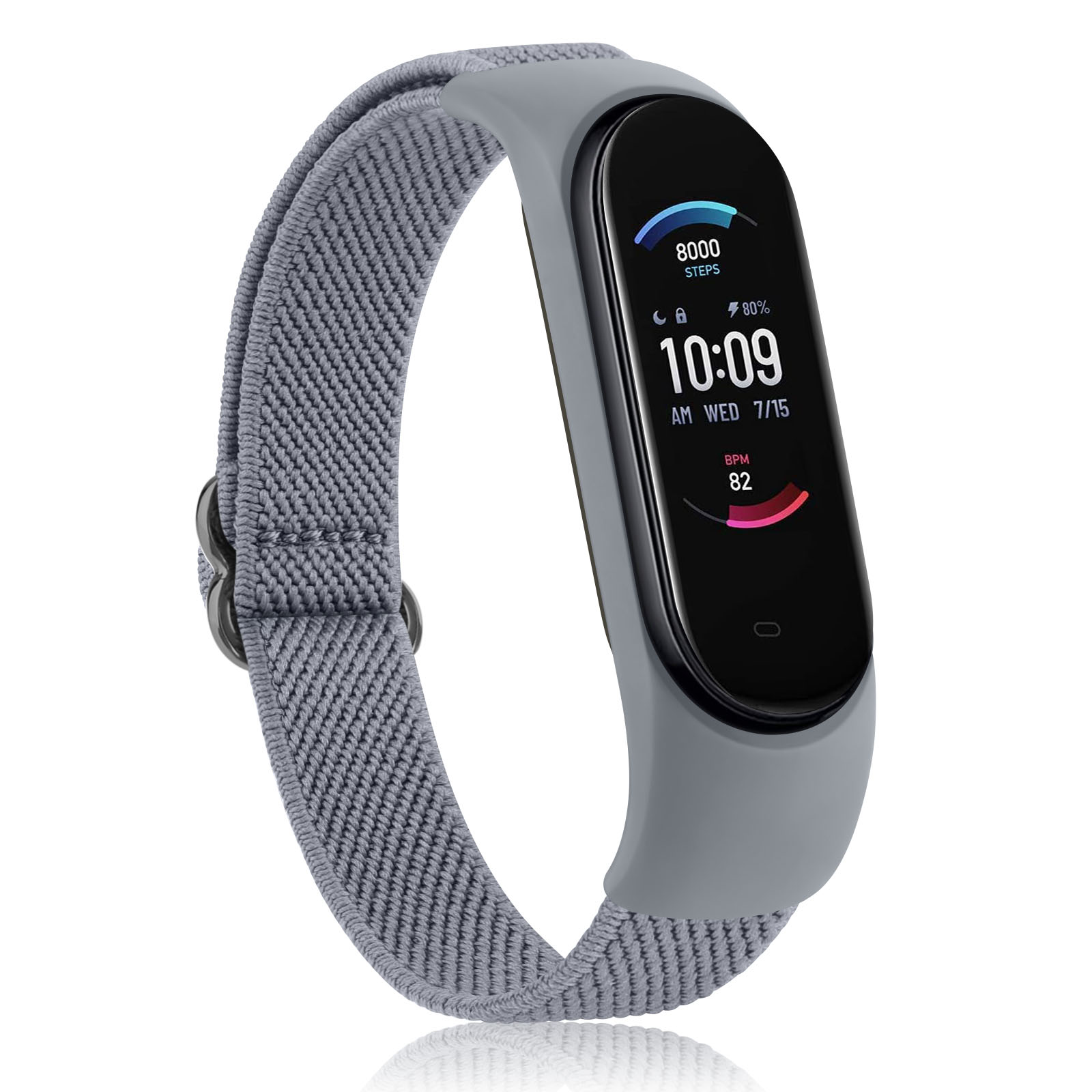 Elastyczny pasek nylonowy do paska Amazfit Band 5 wymiana paska sportowa opaska na nadgarstek pasek do zegarka kompatybilny z bransoletką Amazfit Band 5: BLACK WHITE