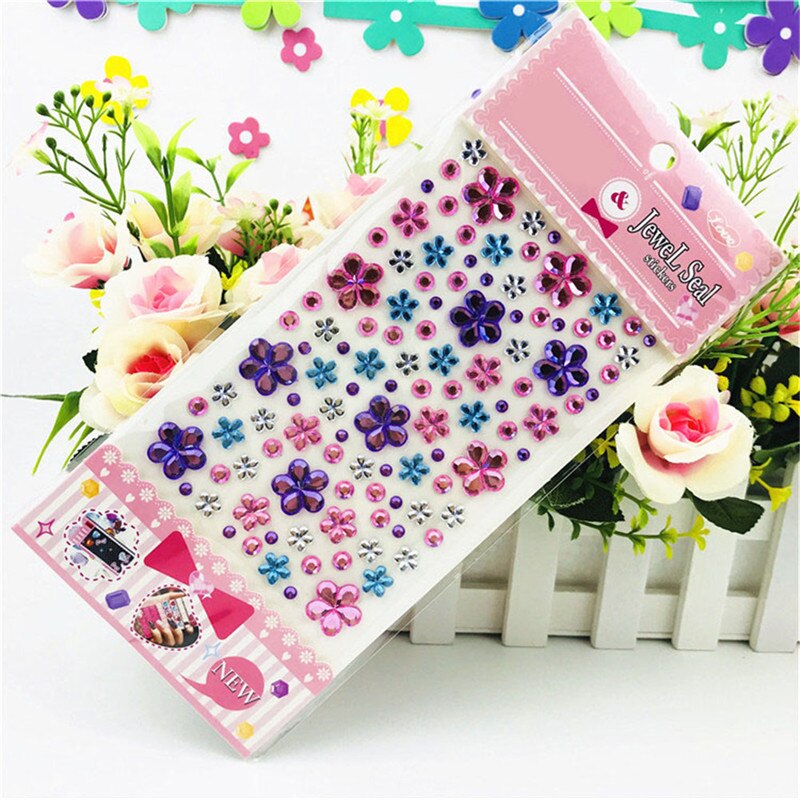 Strass bande Scrapbooking autocollant auto-adhésif paillettes fleur cristal gemmes bijou diamant autocollant couleur envoyé au hasard