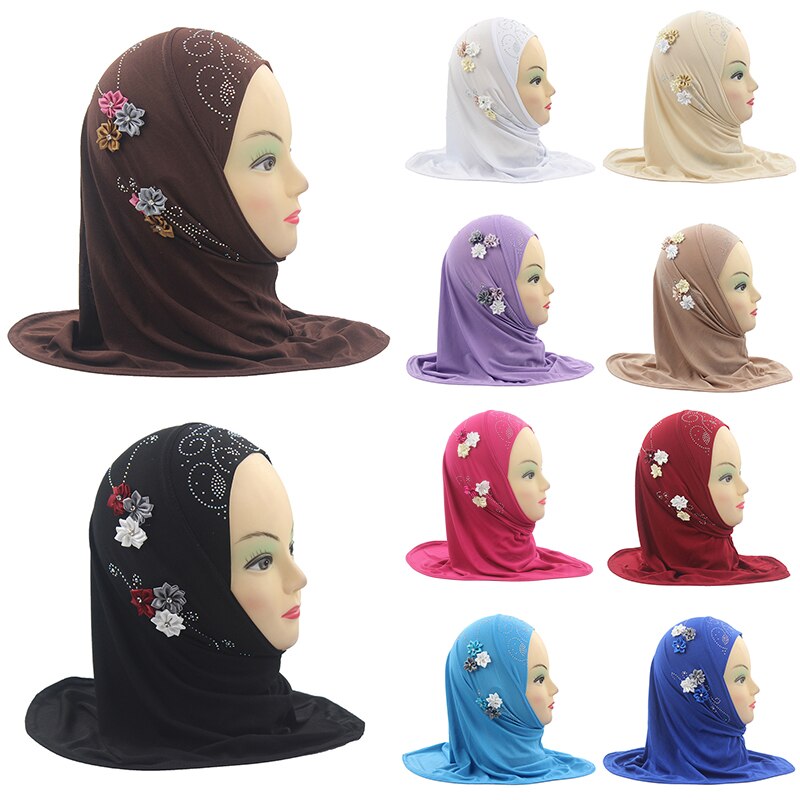 Châlets foulard arabe Hijab avec 6 belles fleurs | Accessoires de pour filles et enfants musulmans