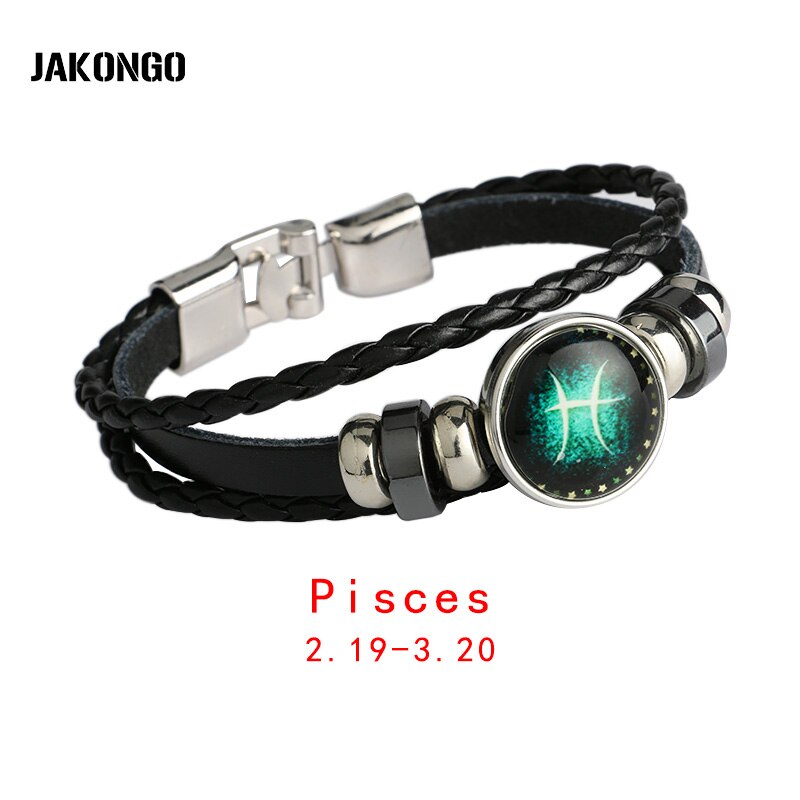Maagd/boogschutter/waterman/schorpioen/weegschaal/steenbok 12 sterrenbeeld armband heren dames gevlochten leren armbanden & bangles: Vissen