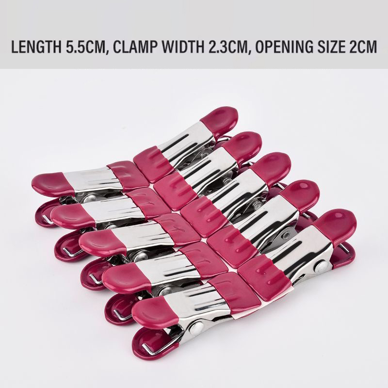 ​ Pinzas para colgar ropa portátiles, organizador de ropa para armario, pinzas para ropa de acero inoxidable, pinzas para ropa, percha para pantalones, 10 Uds.: Rosa