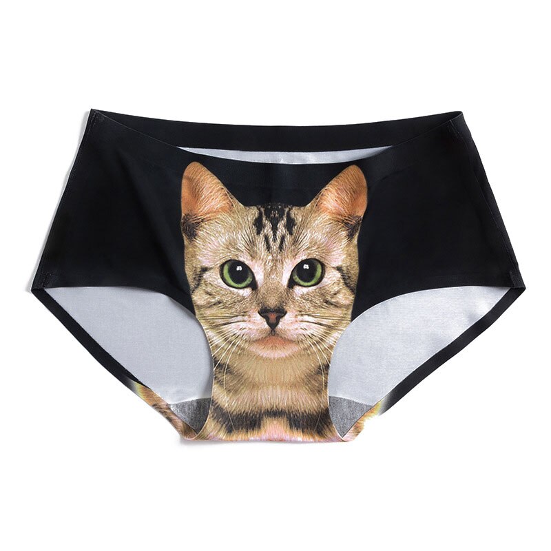 Sexy 3D Cat Panties Lace Underwear Women Cute Seamless Briefs Female Mid-rise Cotton Underpants Transparent Lingerie Intimates