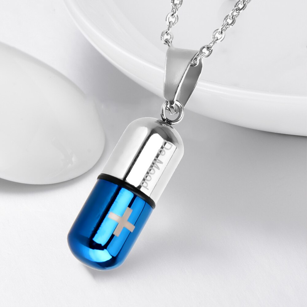 Unscrewable Pill Cross Pendant Titanium Steel Couple Capsule Pendant Stainless Steel Necklace