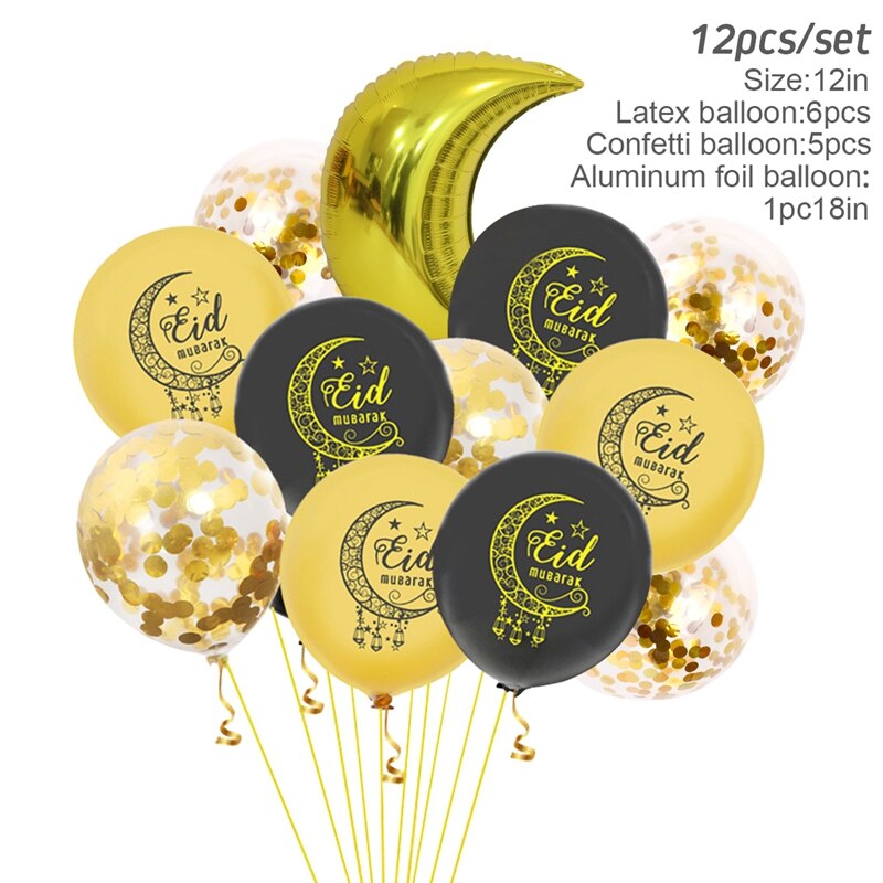 Fengrise Eid Mubarak Ballon Kareem Glücklich Ramadan Dekoration Muslim Islamischen Muslimischen Festival Ballon Ramadan Ballon Hilfe Mubarek: 13pcs set 2