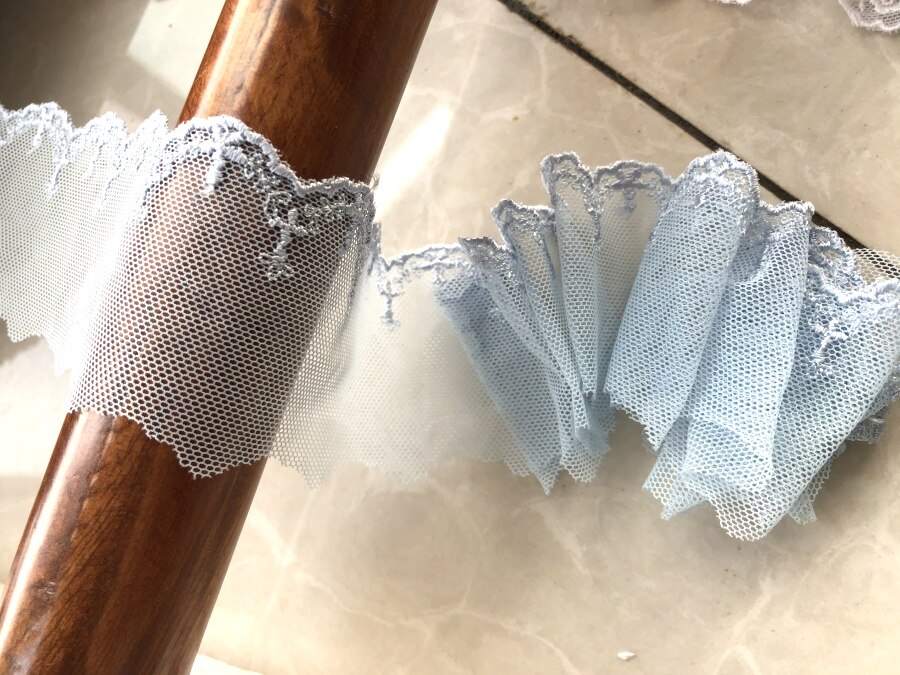 4Yards Licht Roze Blauw Wit Baby Lace Trim Borduren Naaien Ambachten Pop Materiaal Kant Rand Rok 4.5Cm Breed: blue