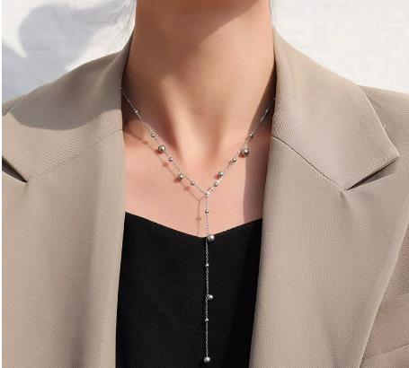 Double Layer 120cm Snake Chains Neckalce for Women Stainless Steel Long Sweater Necklaces Chaoker Jewelry: Plating Gun