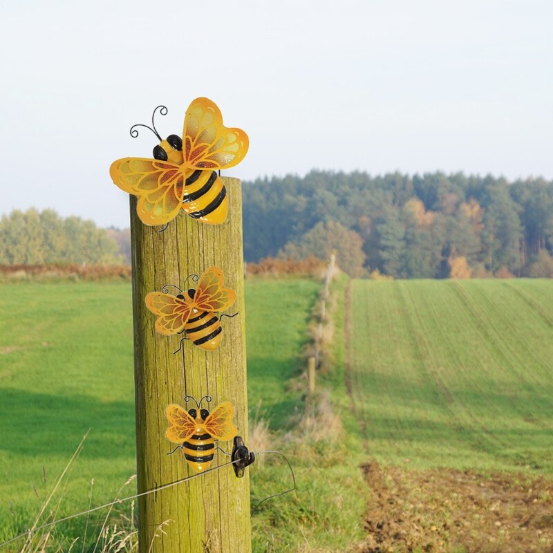 50LB Metal Bee Wall Decor Art 3D Wall Hanging Sculpture Statue Garden Patio Decor