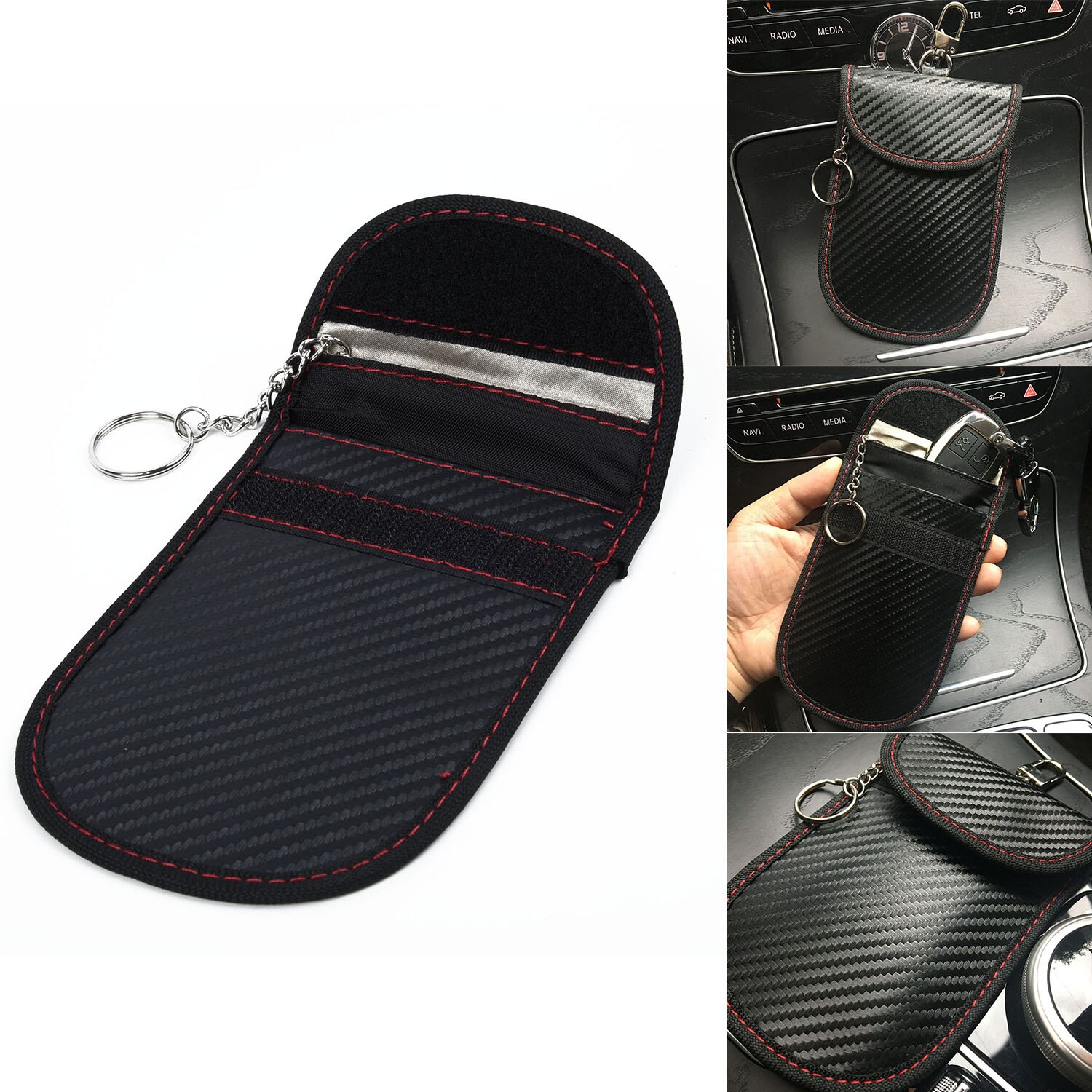 Pochette Anti Rfid Clé Voiture Coque De Clé De Voiture Compatible Avec VW Golf 8, Coque De Clé De Voiture 3 Touches, VW Golf 8 Avec Porte-clés - Auto Protège Clé Voiture