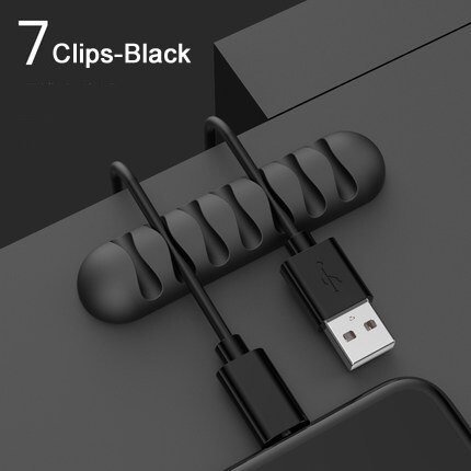 Cable Winder Flexible Cable Clips Management Cable Holder For Headphone Earphone Headset Wire Cable Organizer Phone Accessories: 7 Clips