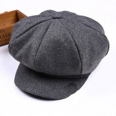 Enfant bébé béret chapeau pour garçons filles enfants gavroche Casquette plate Casquette printemps automne solide rouge noir gris 2-6Y: GRIS